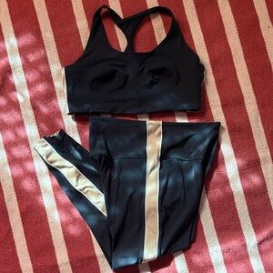 Black and Cream Active Sports Bra & Legging Set (read description)